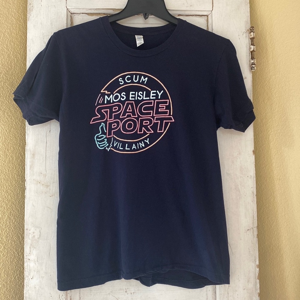Star Wars Mos Eisley Neon Space Port Villainy Navy blue T Shirt Size Large